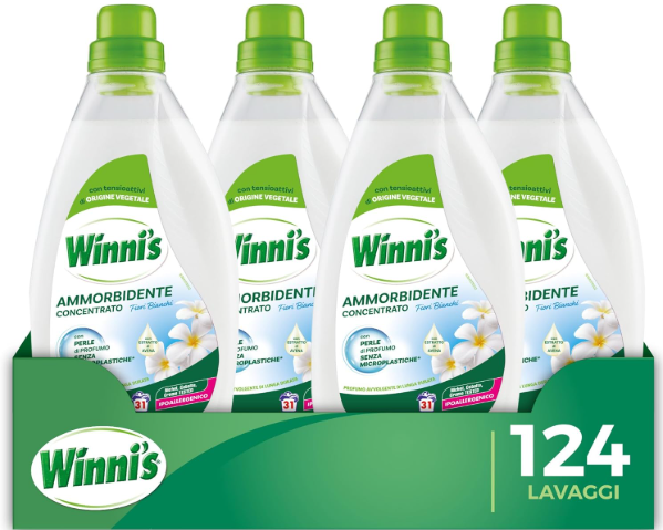 Winni's Ammorbidente Lavatrice, Fiori Bianchi, 124 Lavaggi, 1350 ml x 4